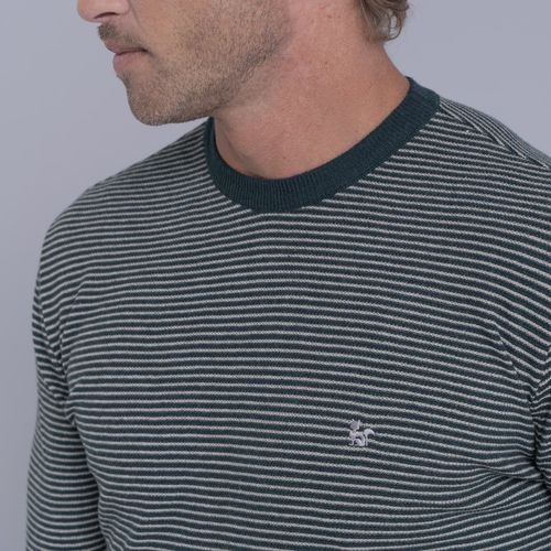 Suéter masculino em tricô listrado Anka com gola redonda