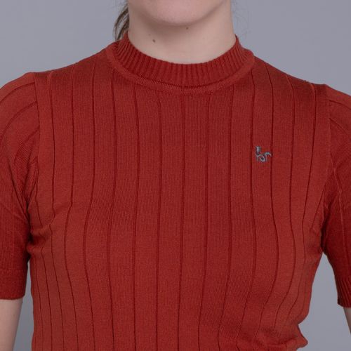 Blusa feminina manga curta de tricô canelado Los Castillos