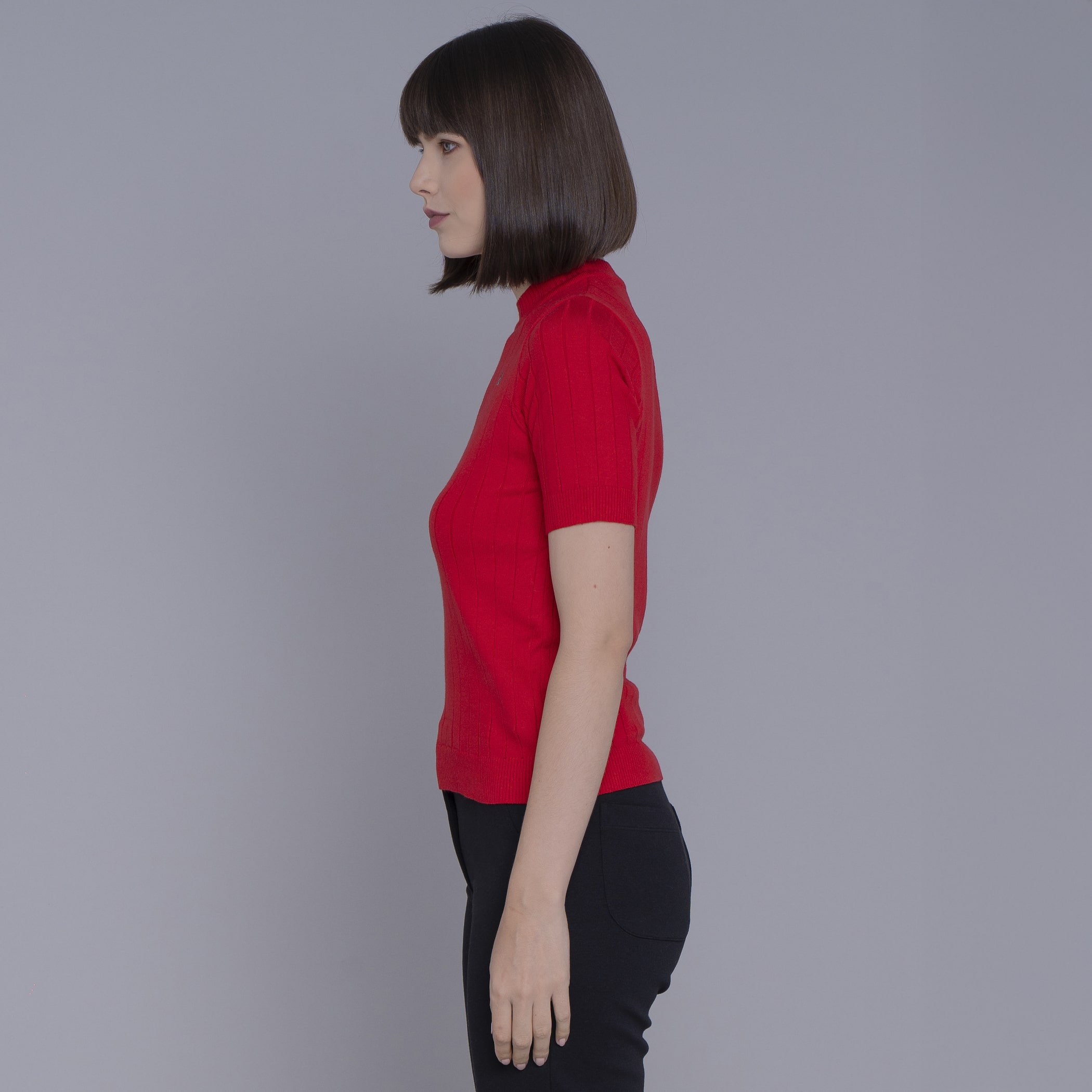 Blusa feminina manga curta de tricô canelado Los Castillos