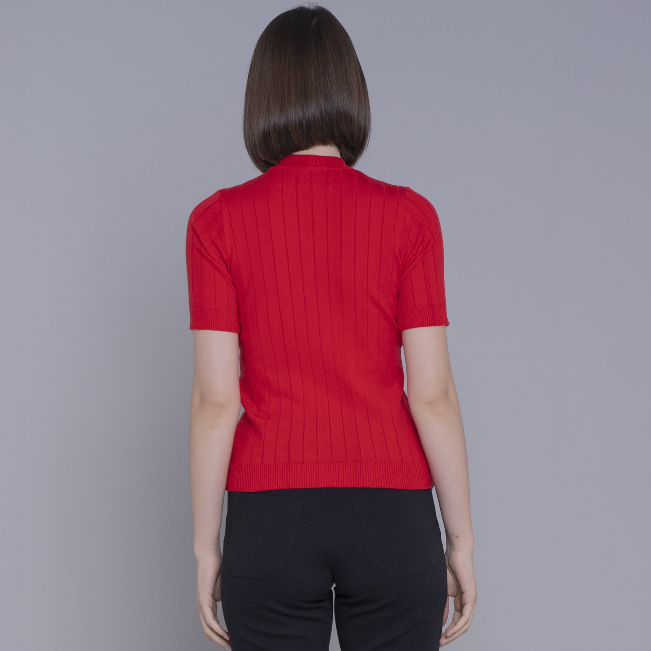 Blusa feminina manga curta de tricô canelado Los Castillos