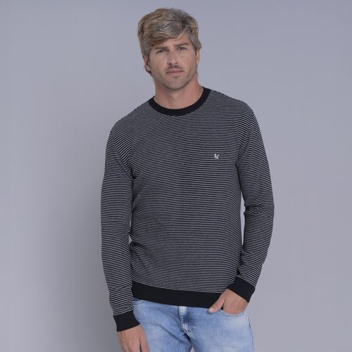 Suéter masculino em tricô listrado Anka com gola redonda
