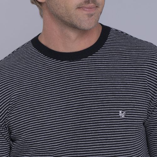 Suéter masculino em tricô listrado Anka com gola redonda