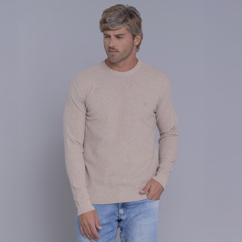 Suéter masculino em tricô listrado Anka com gola redonda