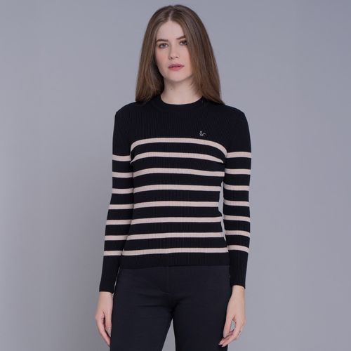 Blusa feminina manga longa gola alta de tricô canelado La Merced