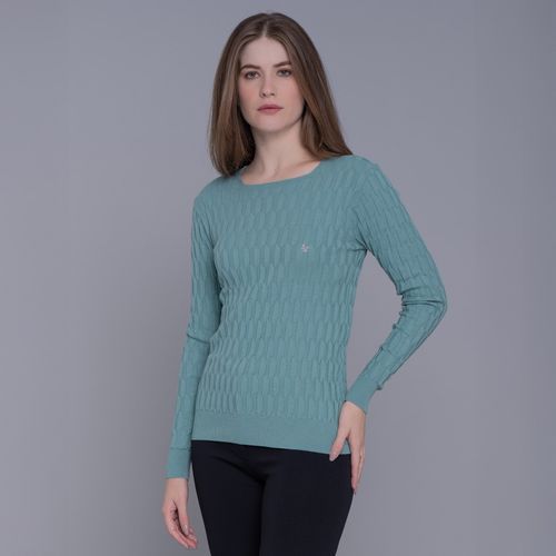 Suéter feminino em tricô geométrico Molay gola reta