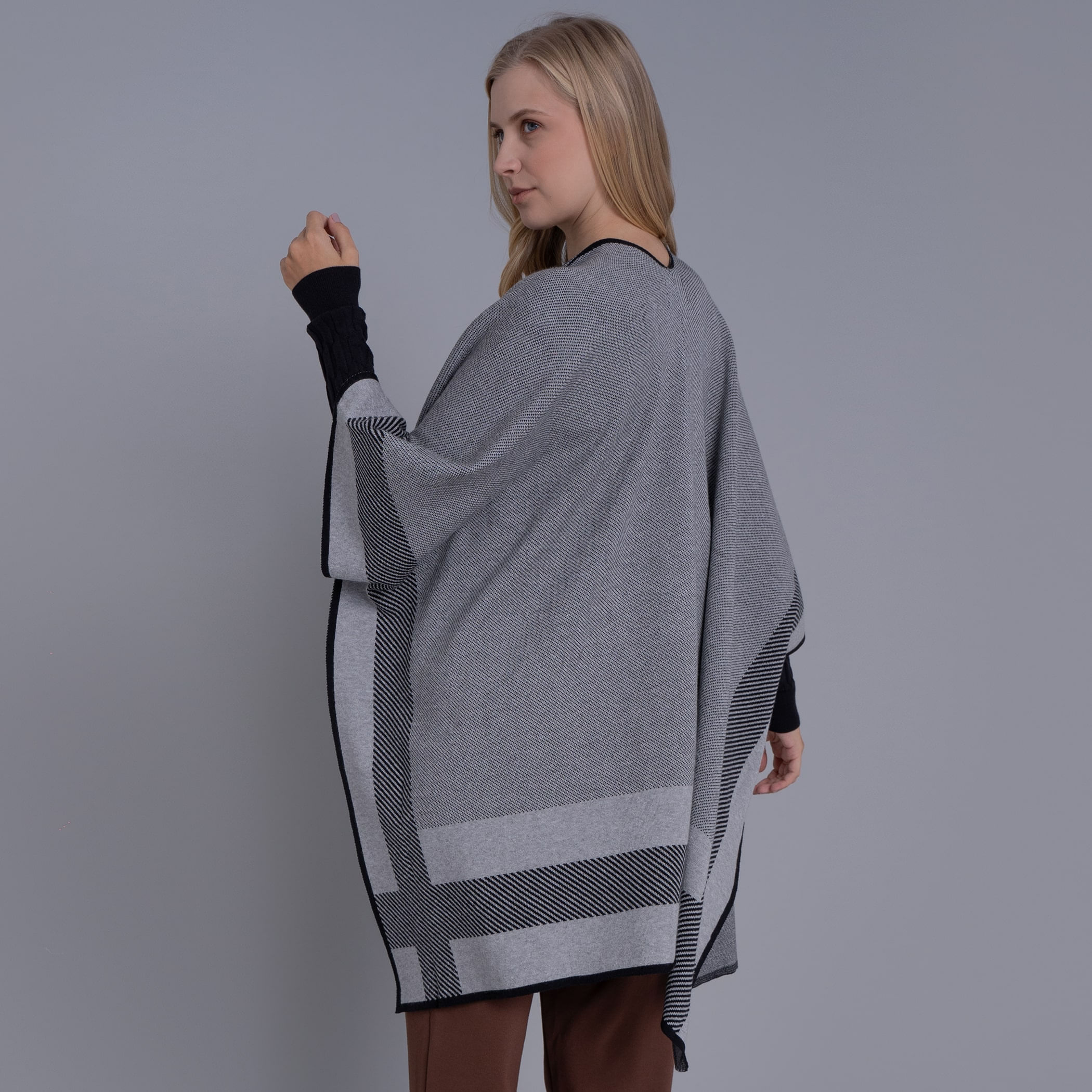 Poncho feminino de tricô premium Arawi para o inverno e frio