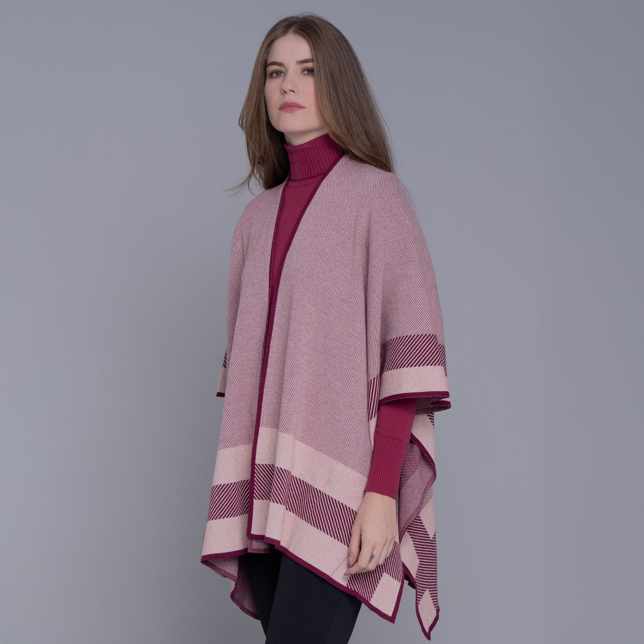 Poncho feminino de tricô premium Arawi para o inverno e frio