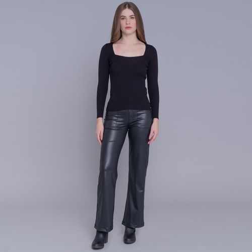 Blusa de tricot feminina canelada decote quadrado Maimará