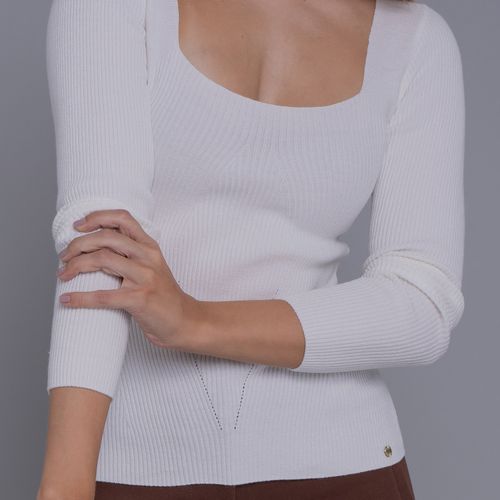 Blusa de tricot feminina canelada decote quadrado Maimará
