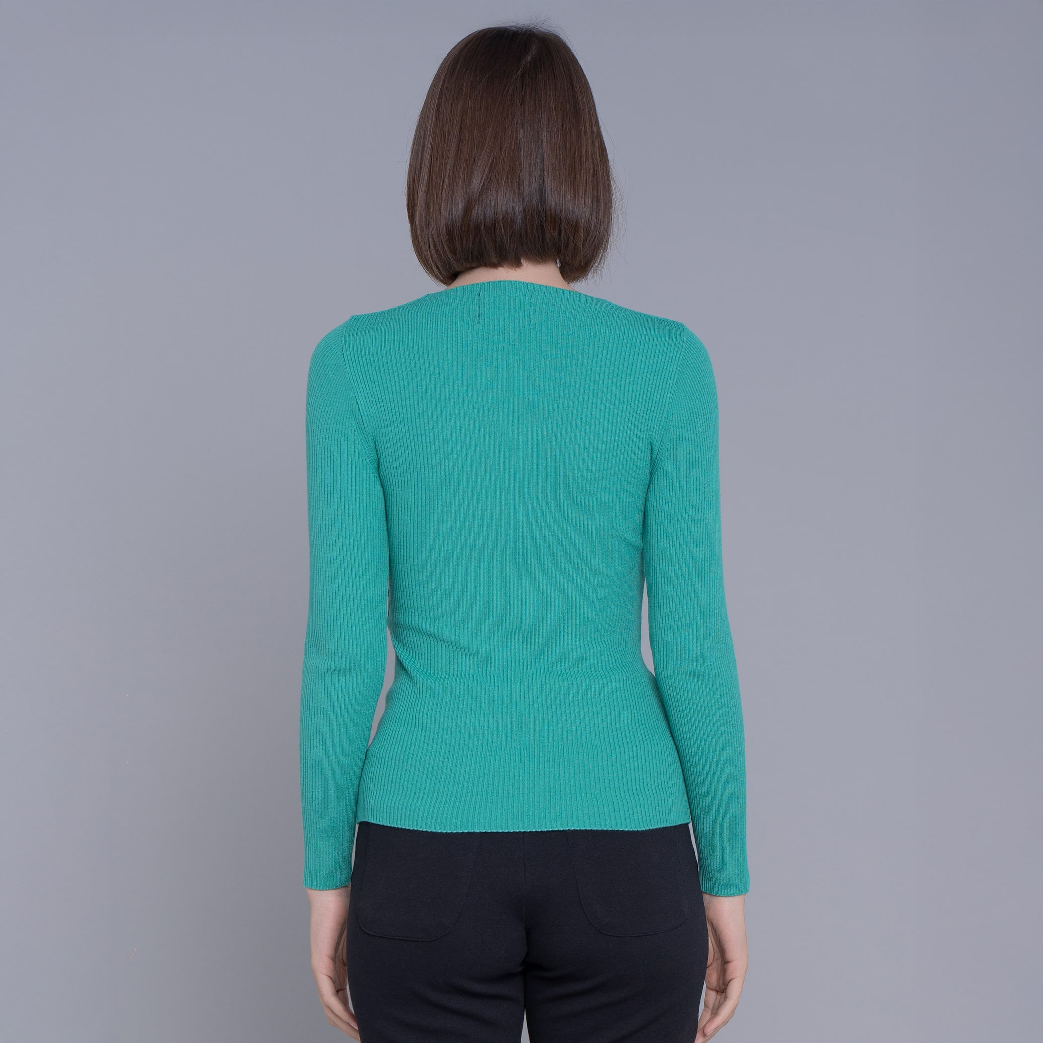 Blusa de tricot feminina canelada decote quadrado Maimará