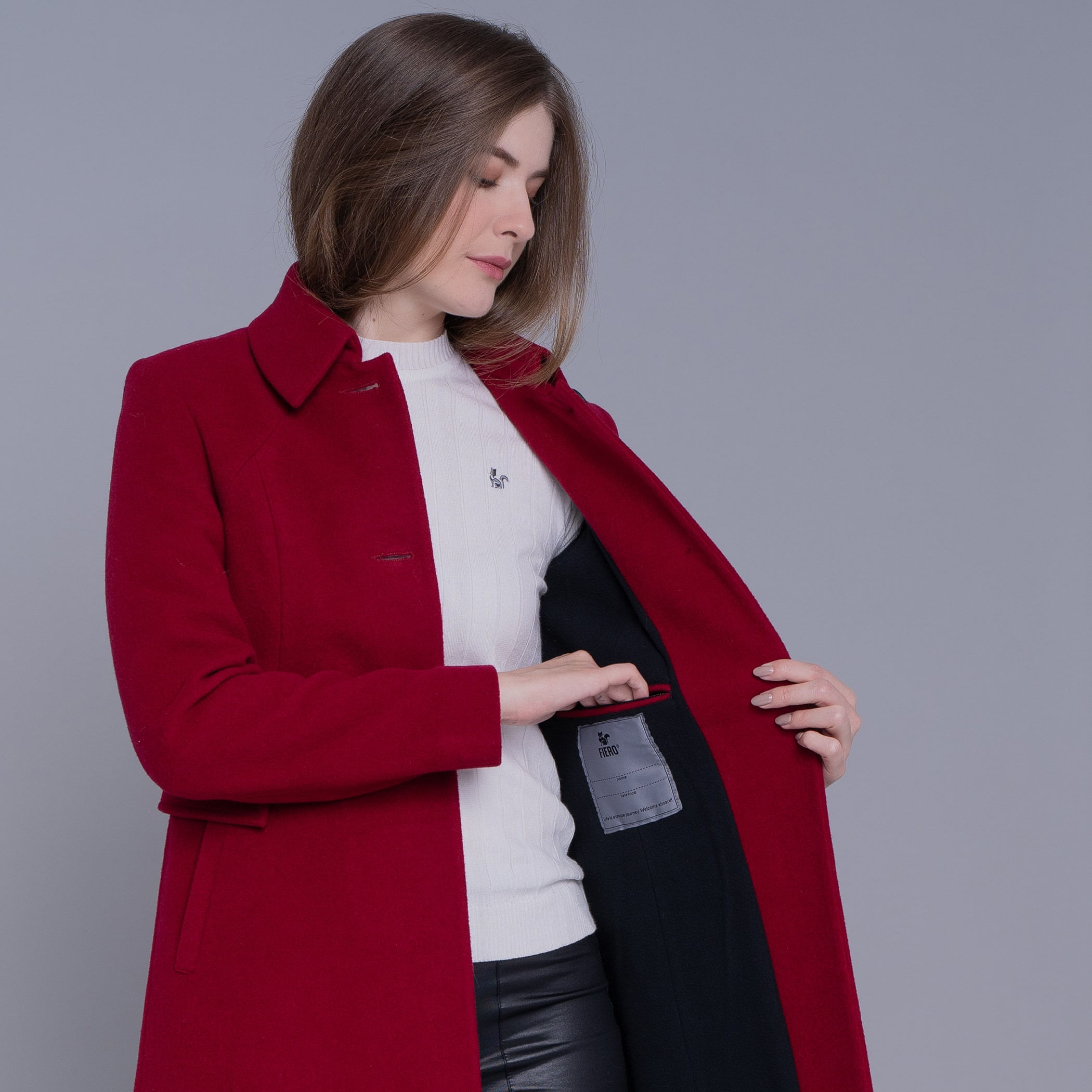 Casaco longo térmico feminino Grenoble em lã premium