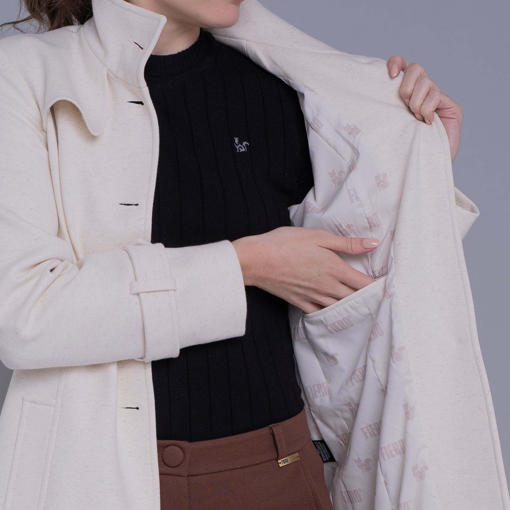 Casaco feminino Sillar de malha algodão premium