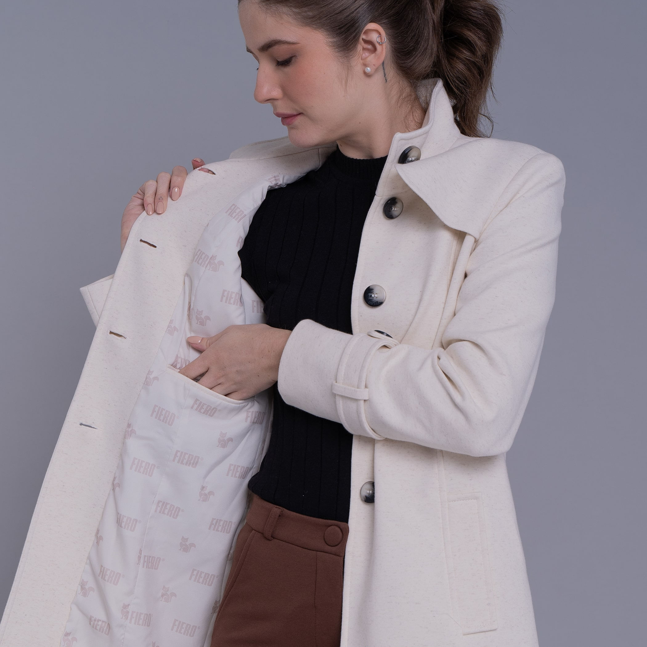 Casaco feminino Sillar de malha algodão premium