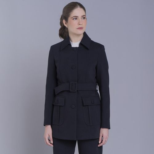 Casaco feminino com cinto Amauta de malha algodão premium