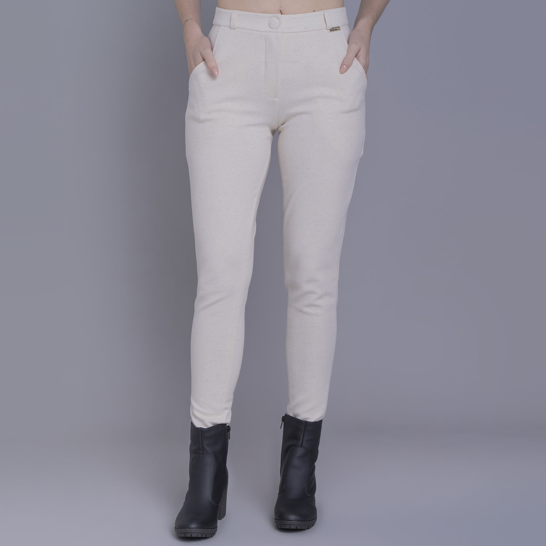 Calça feminina skinny de malha premium Linz