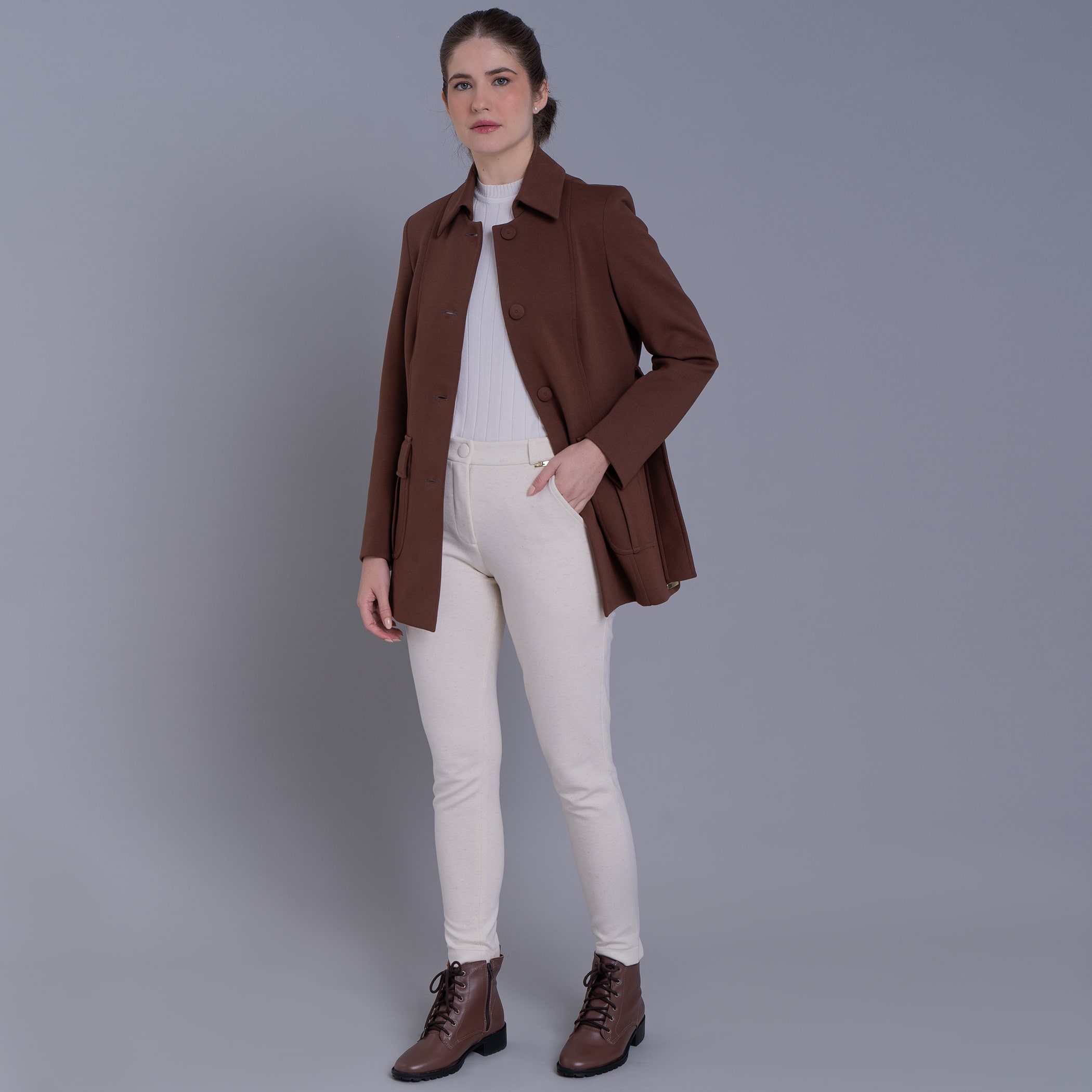 Calça feminina skinny de malha premium Linz