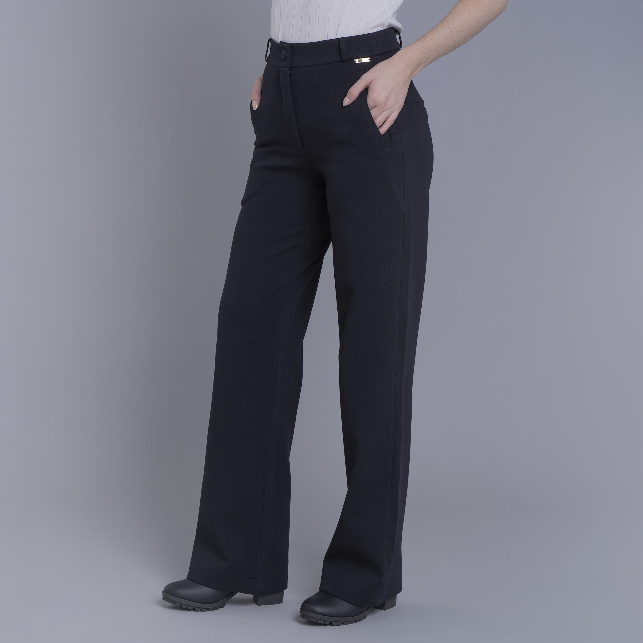 Calça feminina wide malha premium Sibiu