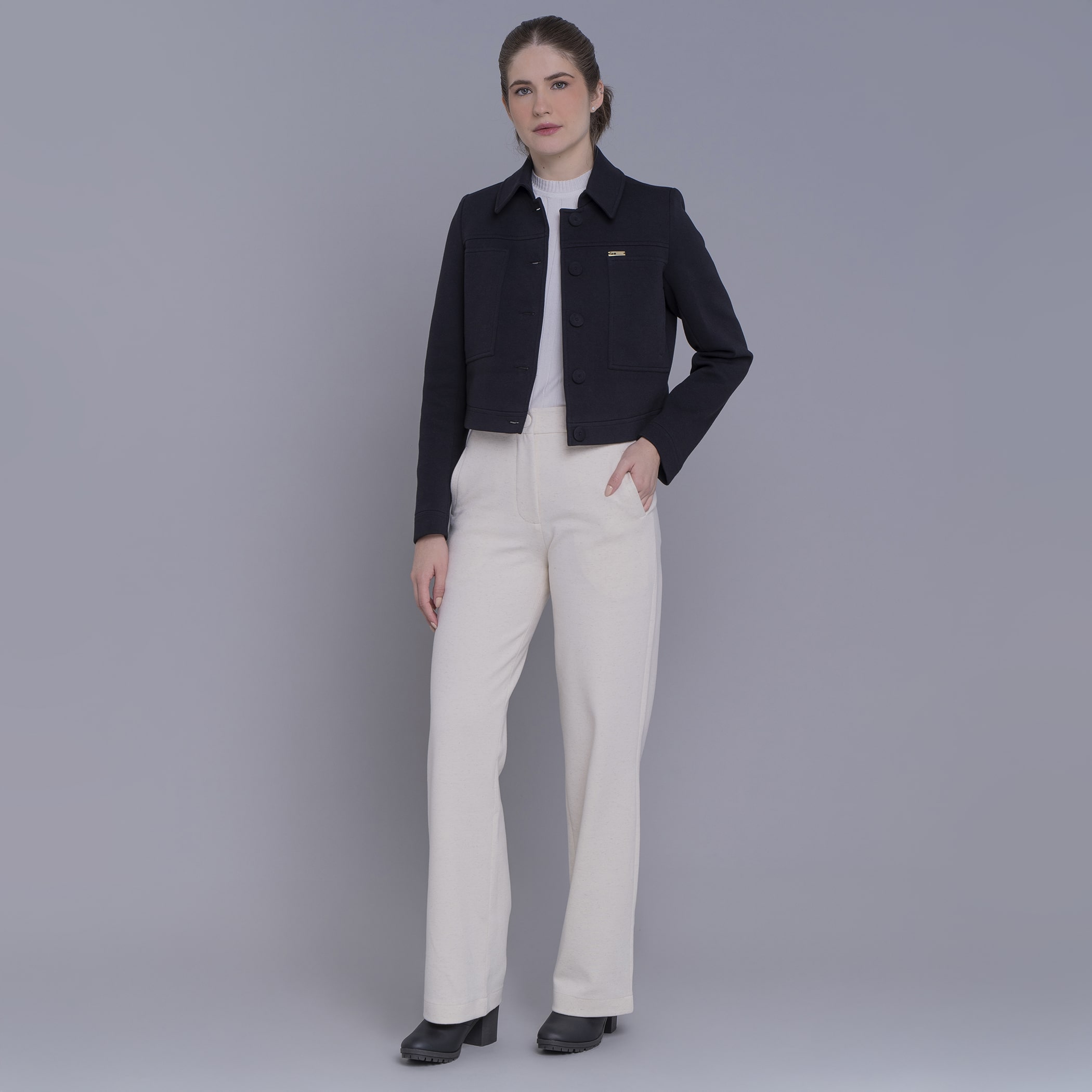 Calça feminina wide malha premium Sibiu