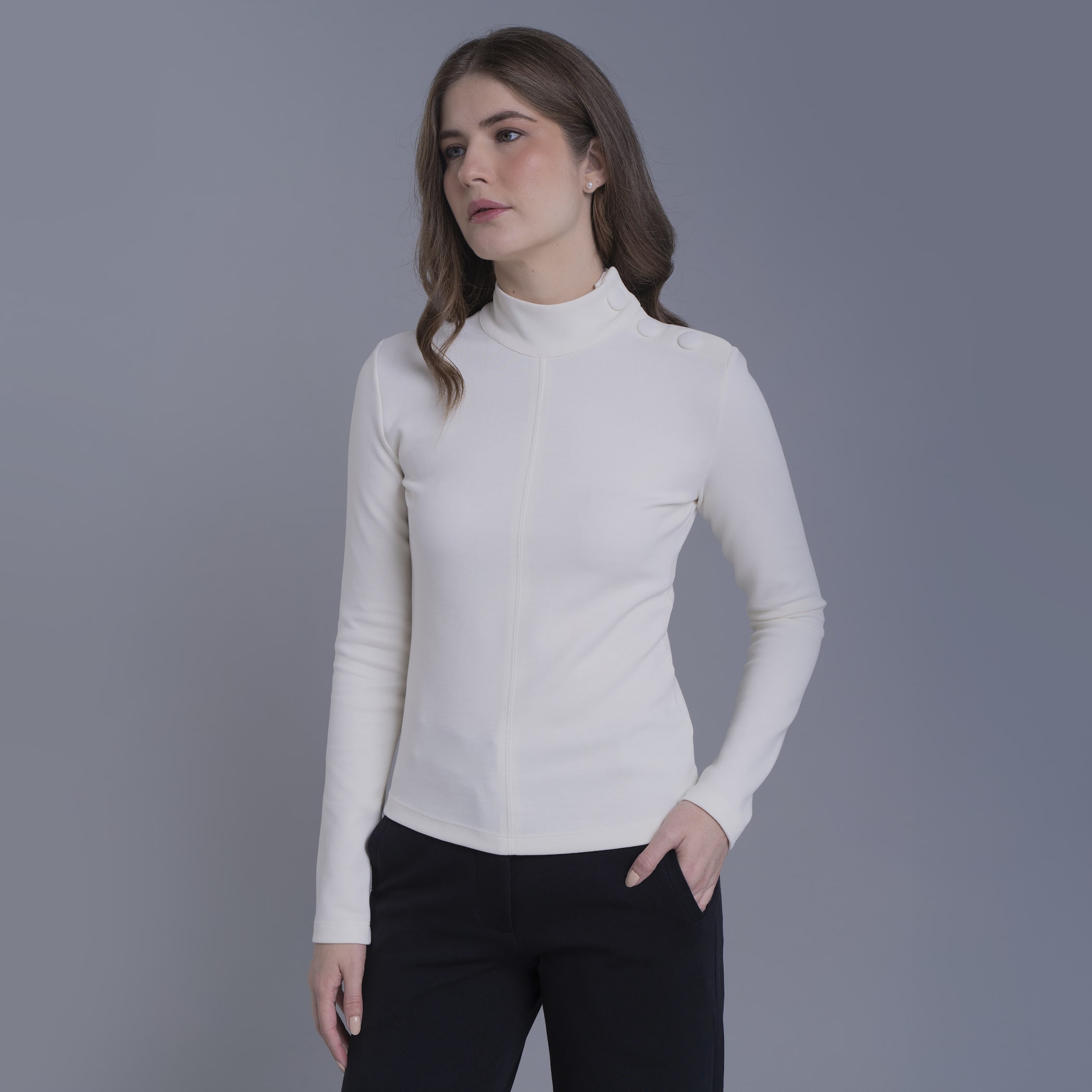 Blusa de malha premium feminina gola alta Yakana