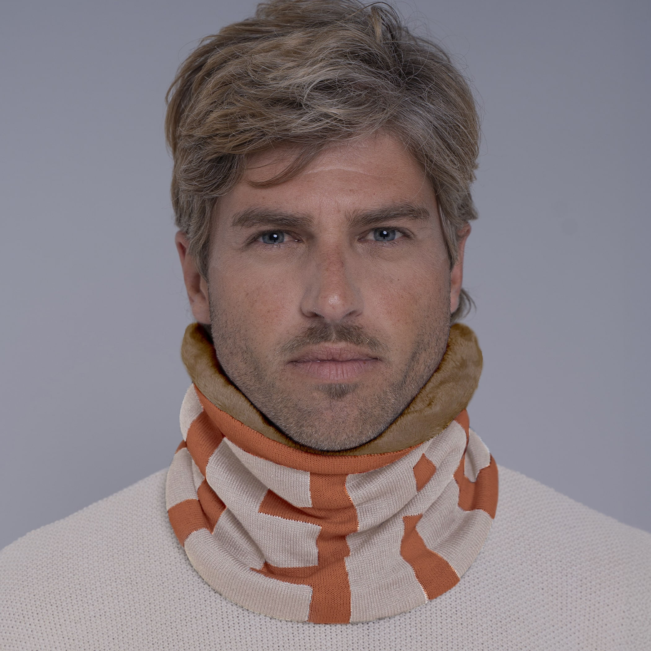 Gola cachecol de tricô forrada com lã Palermo para o frio e inverno