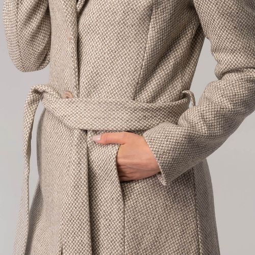 Sobretudo térmico feminino Victória com cinto em lã 100% natural