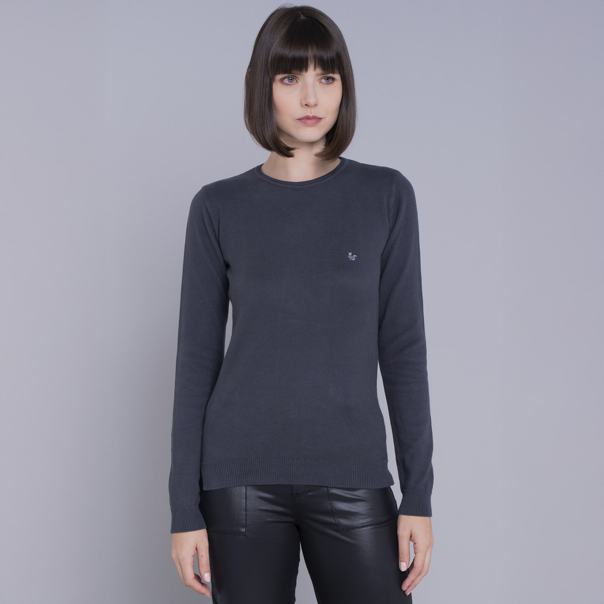 Suéter Feminino Tricô Premium Liso Brooklyn Gola Redonda - CH