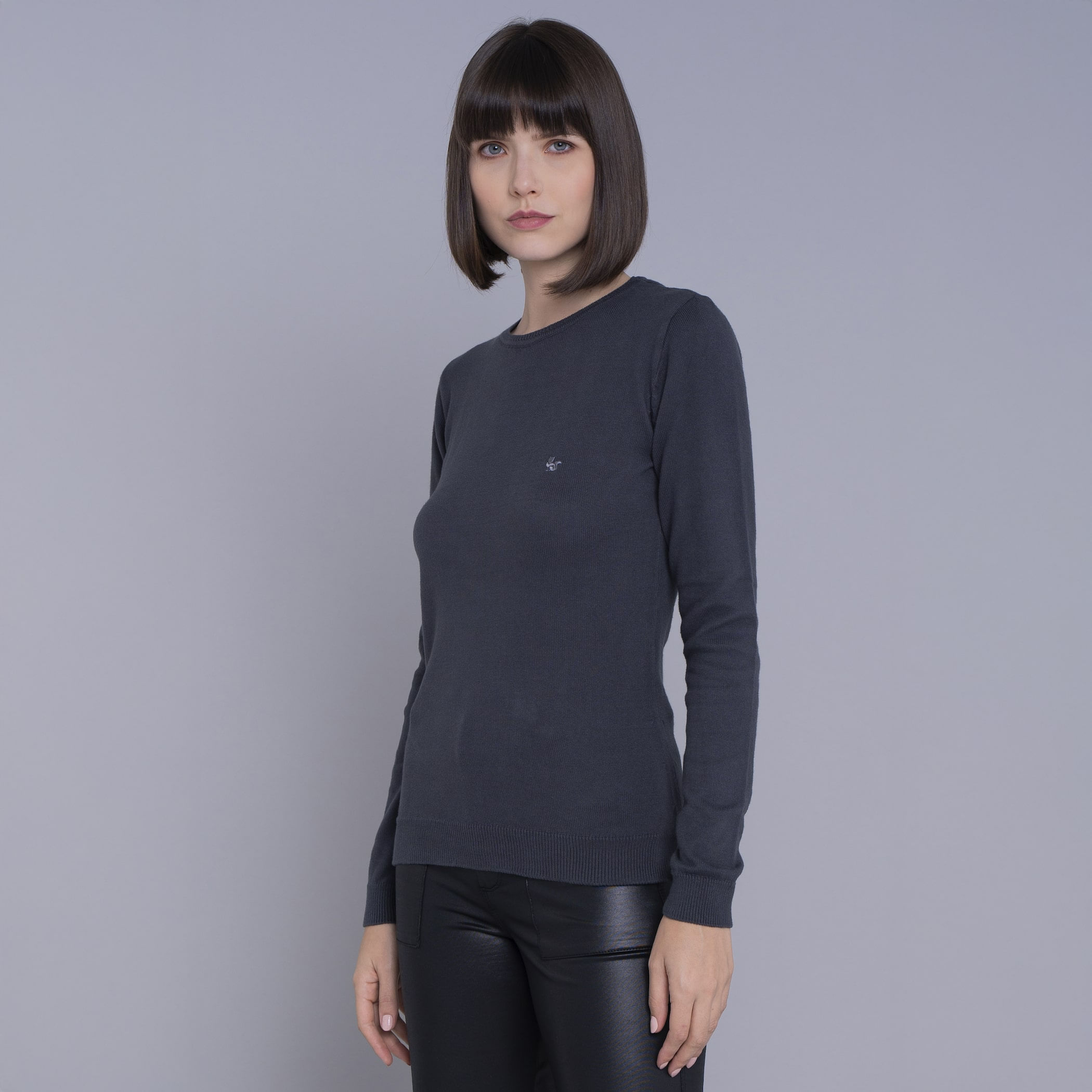 Suéter Feminino Tricô Premium Liso Brooklyn Gola Redonda - CH