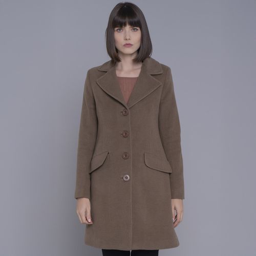 Sobretudo Térmico Feminino New Roma em Lã Premium Gola Pelos Removível