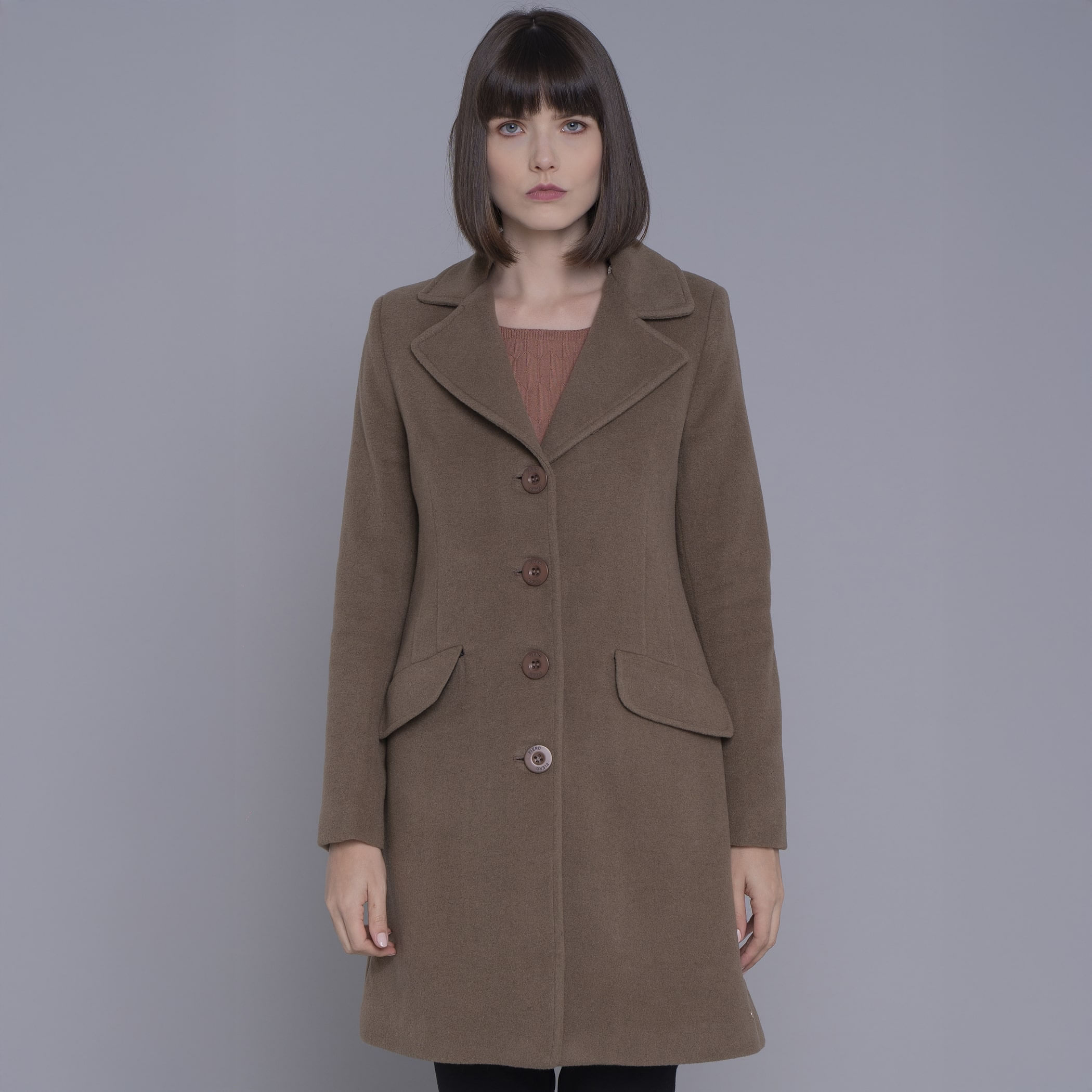 Sobretudo Térmico Feminino New Roma em Lã Premium Gola Pelos Removível