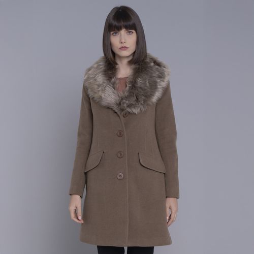 Sobretudo Térmico Feminino New Roma em Lã Premium Gola Pelos Removível