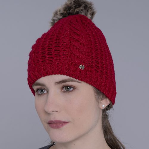 Gorro Feminino para o frio intenso forrado em lã com pompom forrado em lã Copenhague