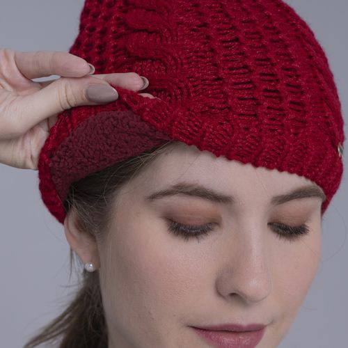Gorro Feminino para o frio intenso forrado em lã com pompom forrado em lã Copenhague