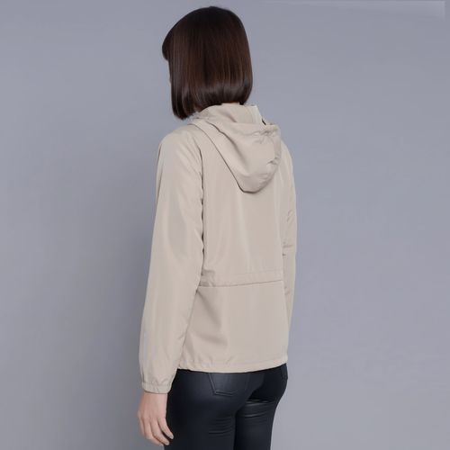 Jaqueta feminina corta vento Wind Block com capuz