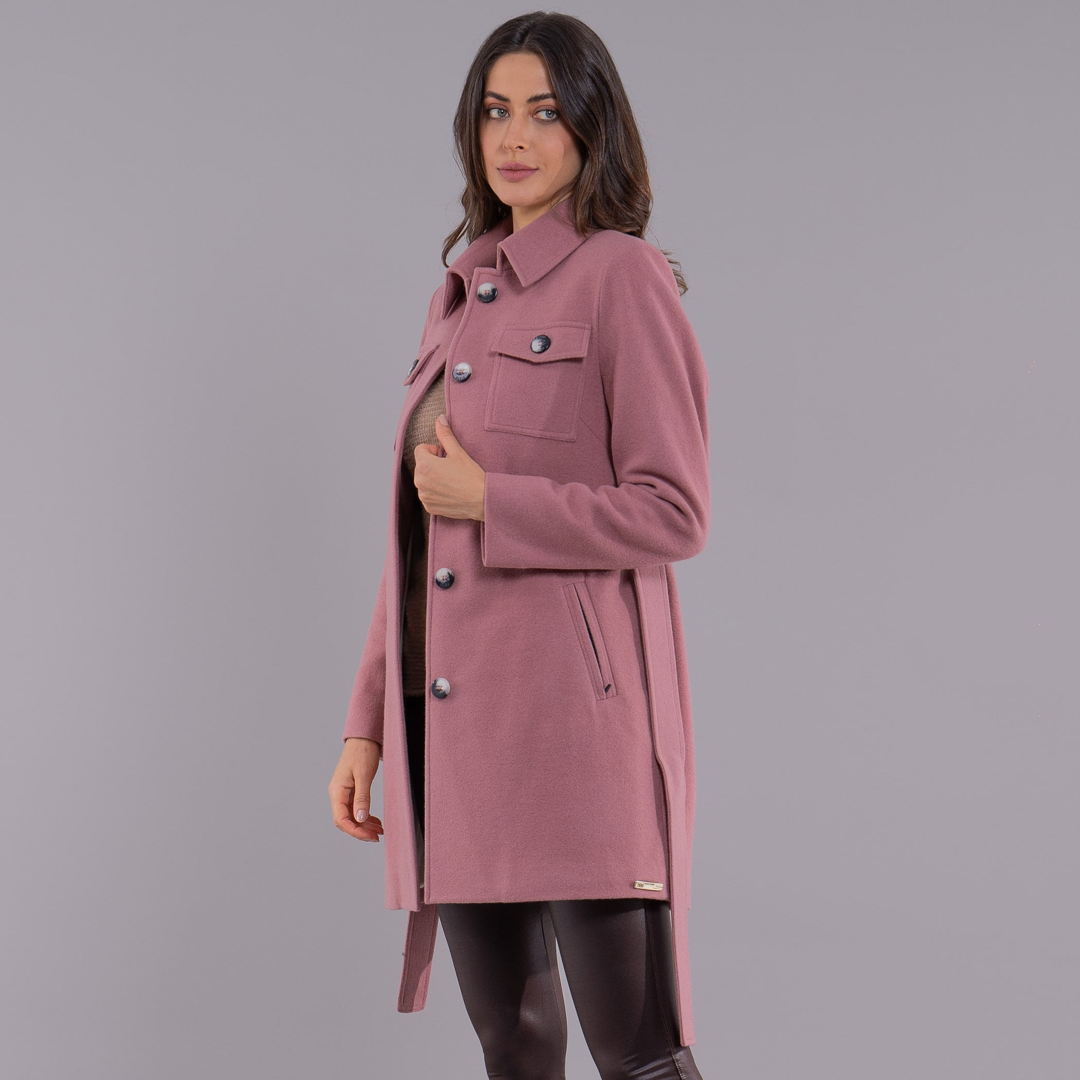 Casaco Térmico Feminino Saint-Tropez em lã premium com cinto