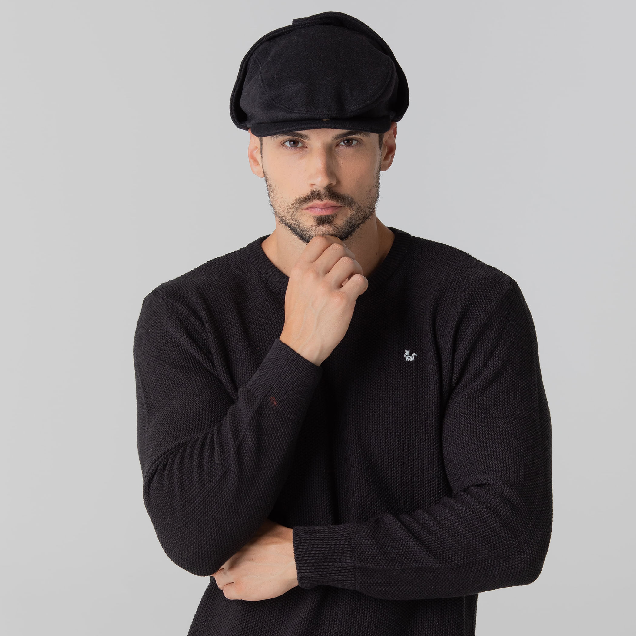 Boina térmica masculina Brighton em lã com protetor de orelha