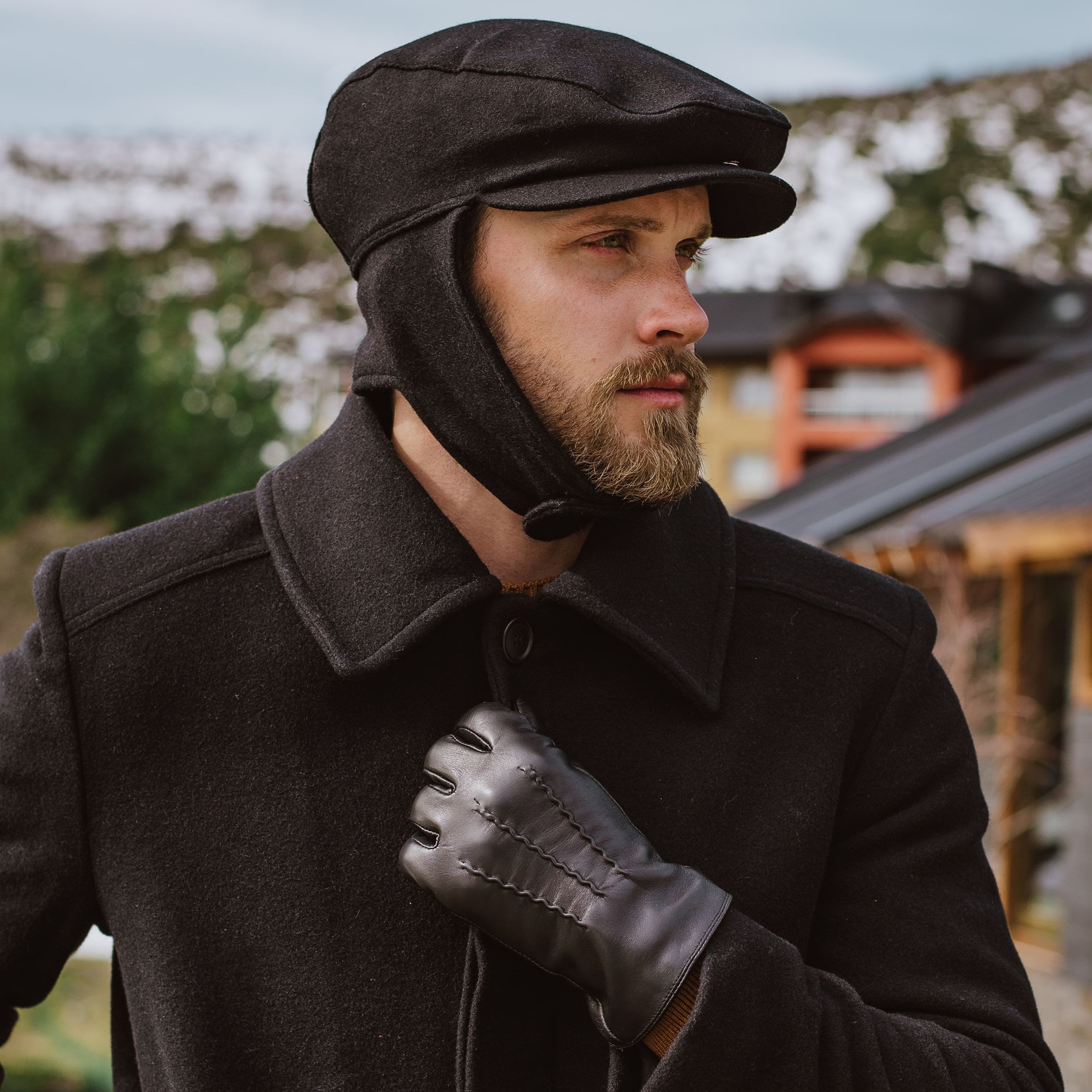 Boina térmica masculina Brighton em lã com protetor de orelha