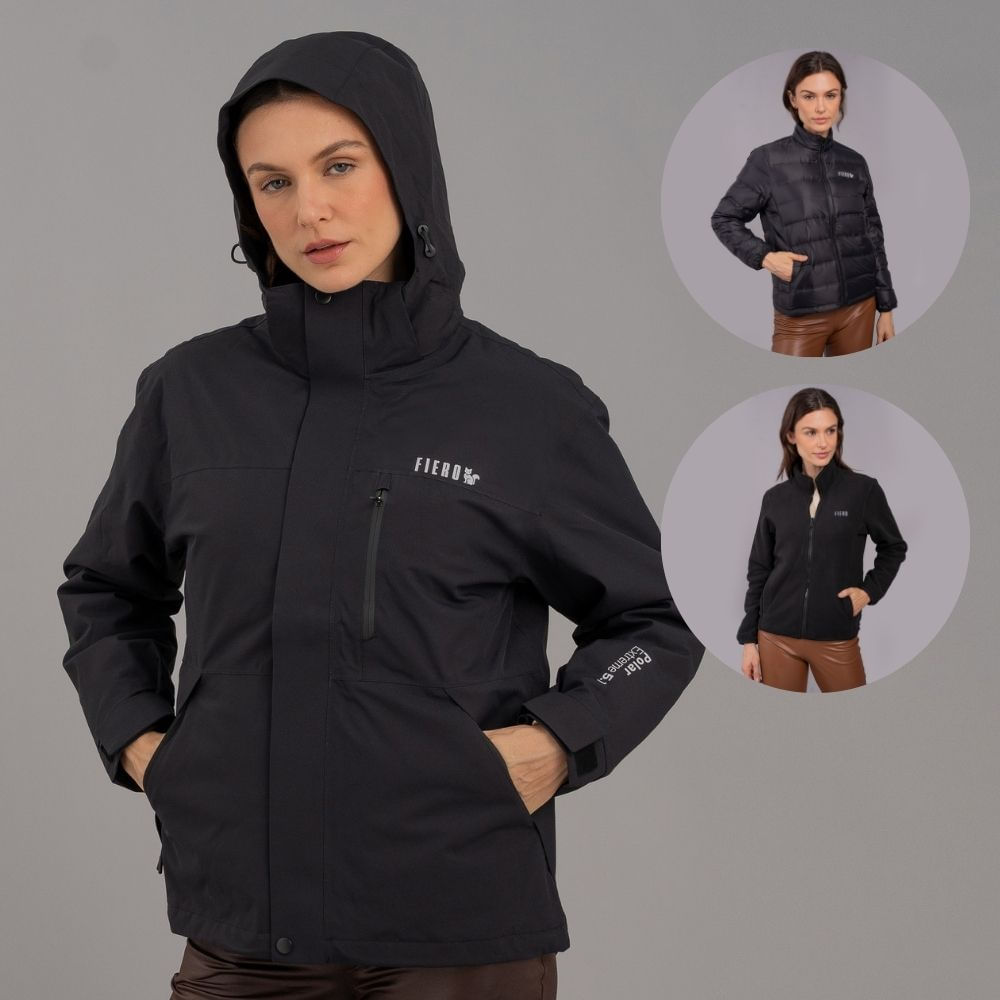 Casaco feminino 5 em 1 Polar Extreme impermeável para neve