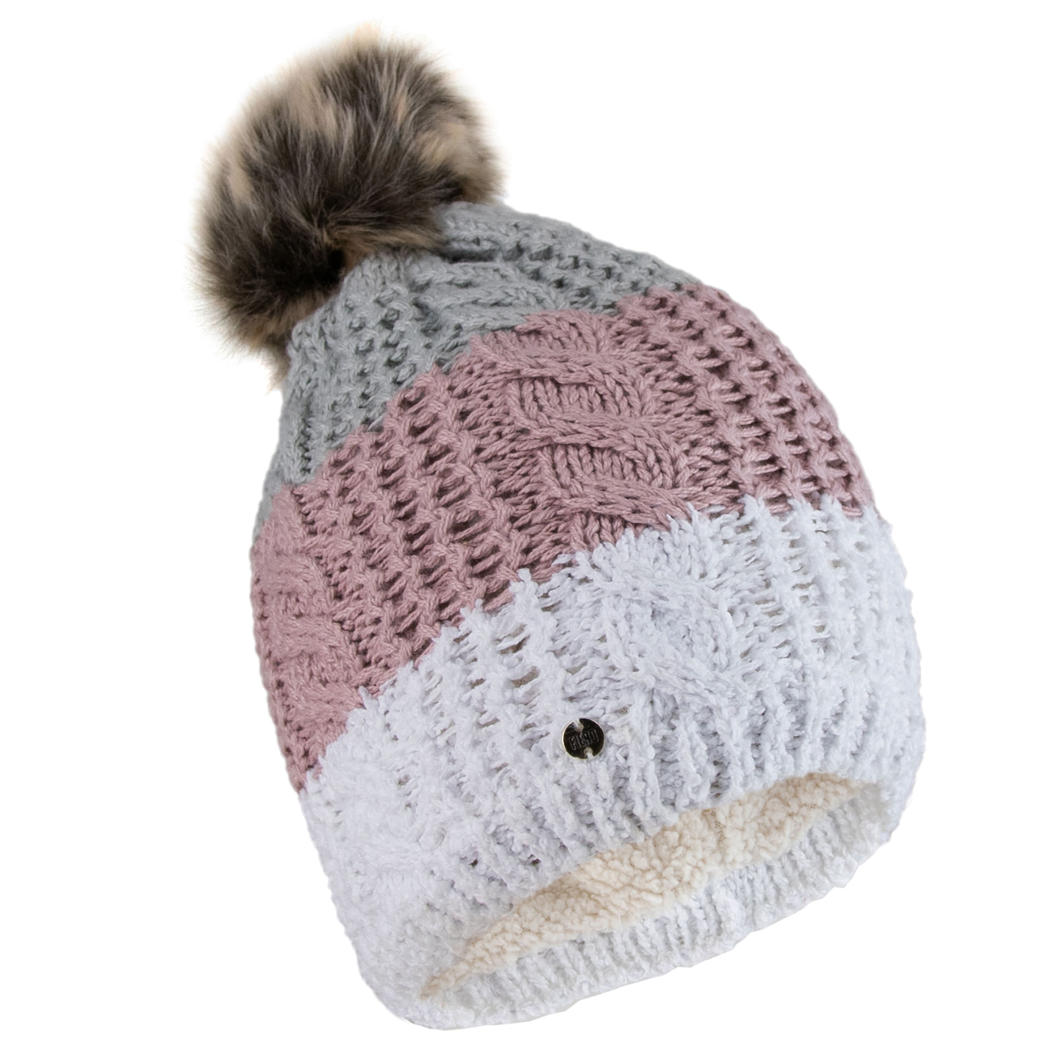 Gorro Feminino para o frio intenso forrado em lã com pompom forrado em lã Copenhague
