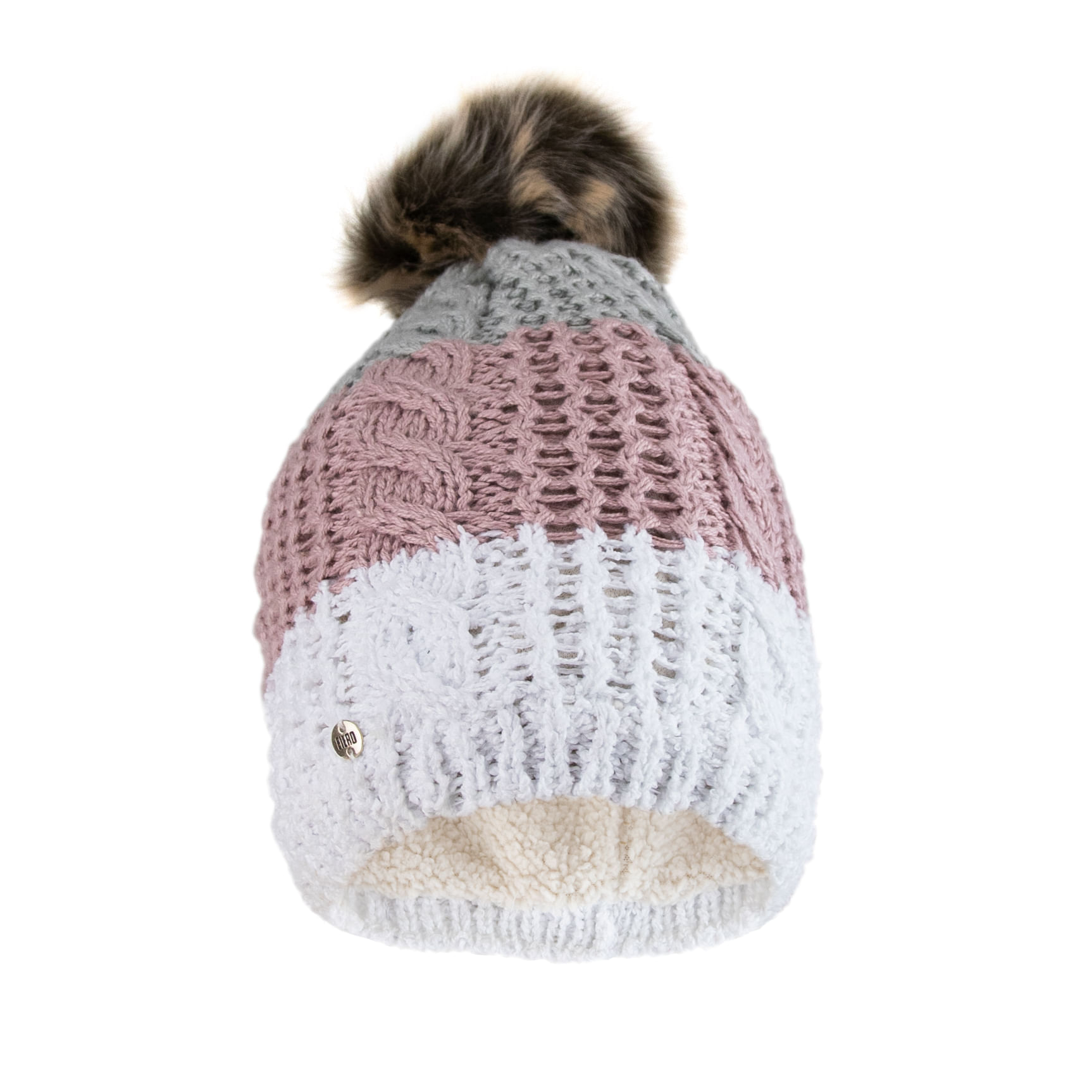 Gorro Feminino para o frio intenso forrado em lã com pompom forrado em lã Copenhague