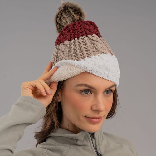 Gorro Feminino para o frio intenso forrado em lã com pompom forrado em lã Copenhague