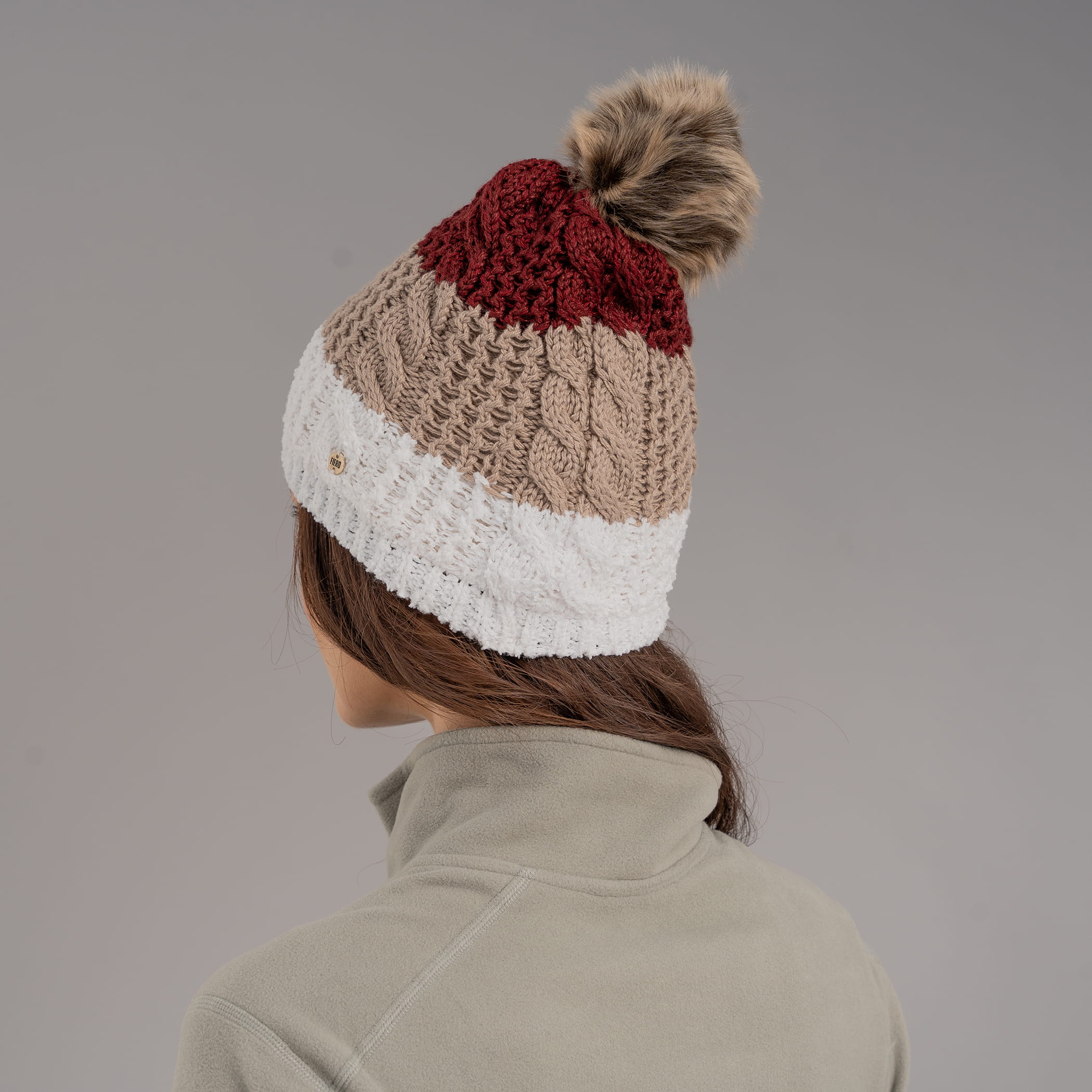 Gorro Feminino para o frio intenso forrado em lã com pompom forrado em lã Copenhague