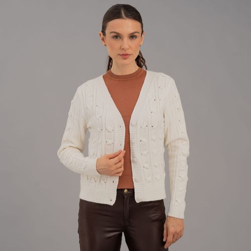 Cardigan feminino tranças em tricô Cafayate