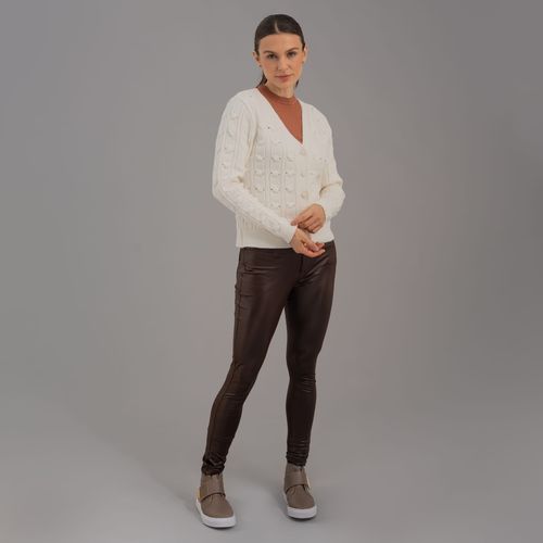 Cardigan feminino tranças em tricô Cafayate