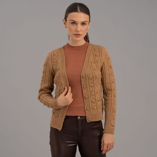 Cardigan feminino tranças em tricô Cafayate