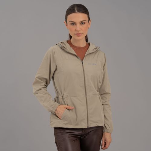 Jaqueta feminina corta vento Wind Block com capuz