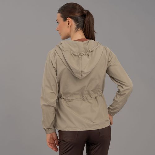Jaqueta feminina corta vento Wind Block com capuz
