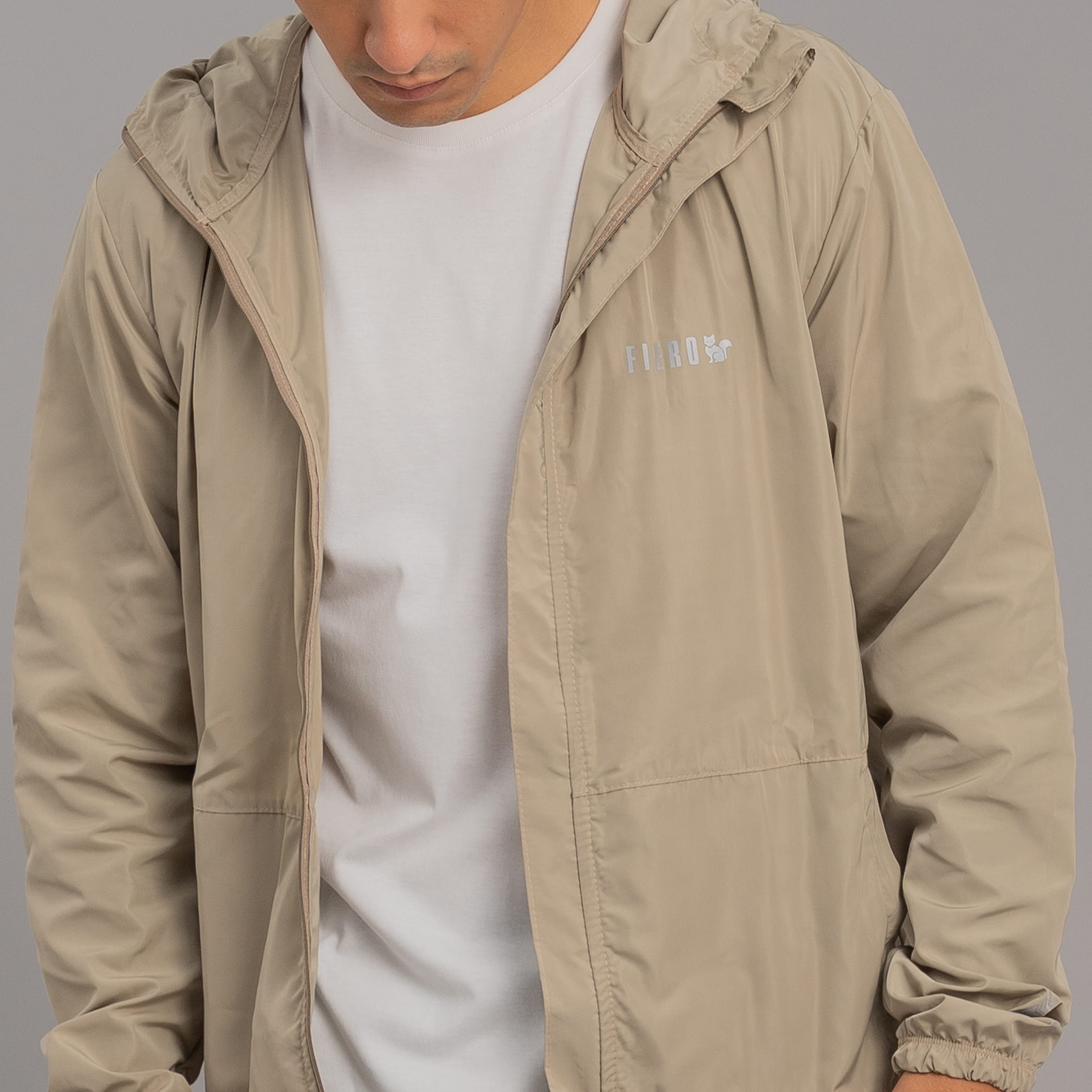 Jaqueta masculina corta vento Wind Block com capuz