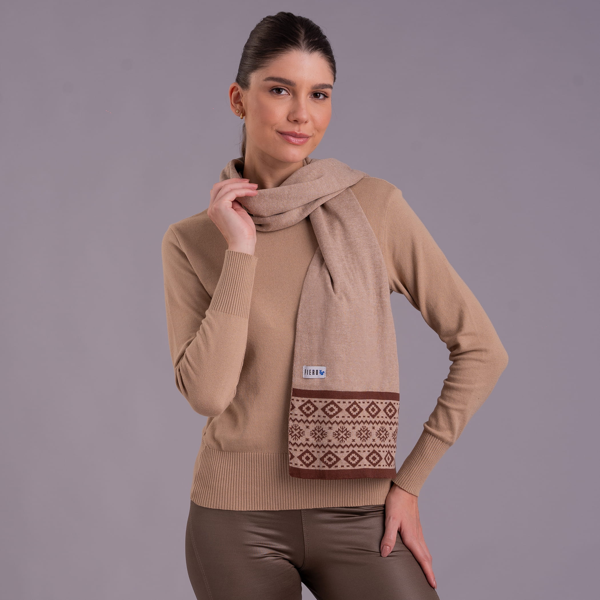 Cachecol de Tricô Polar Fox Inti - Coleção Andes