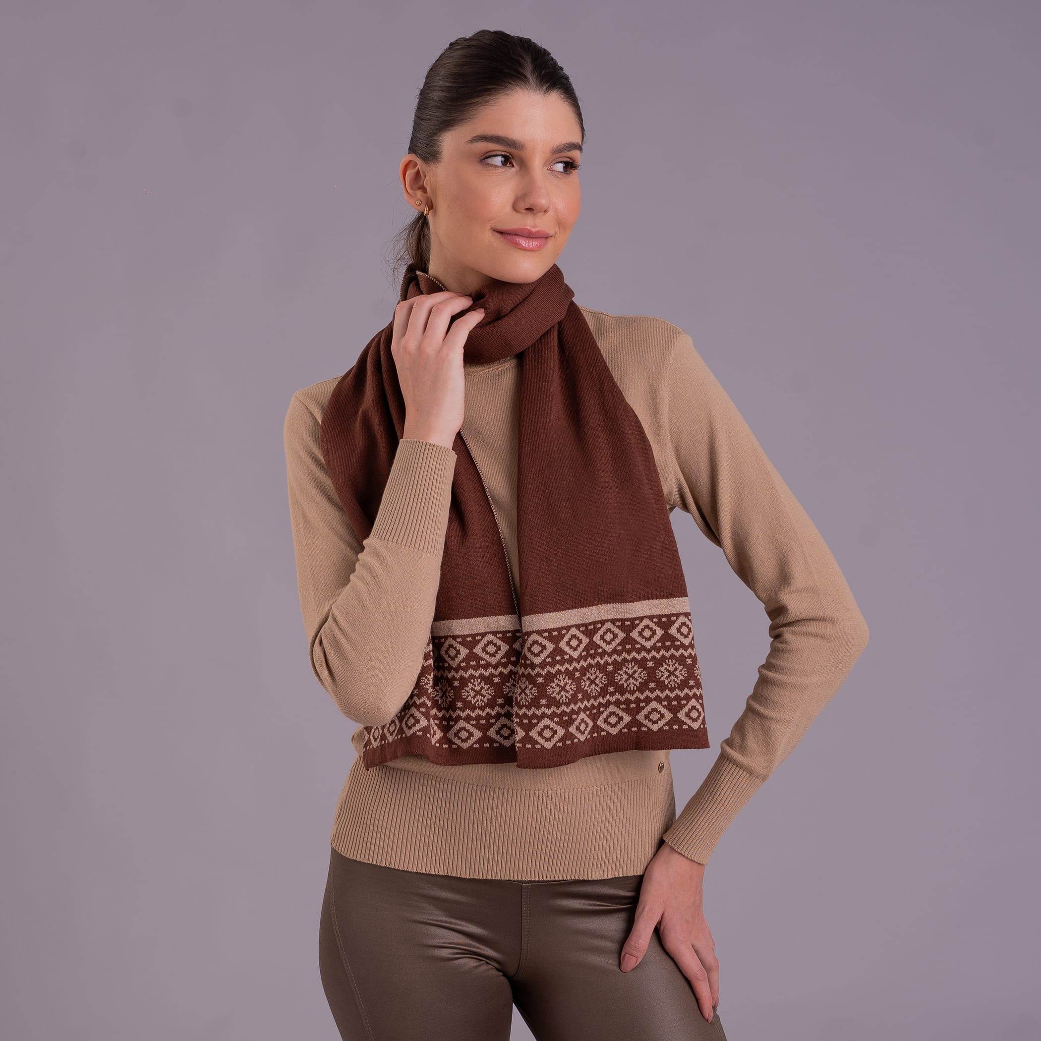 Cachecol de Tricô Polar Fox Inti - Coleção Andes