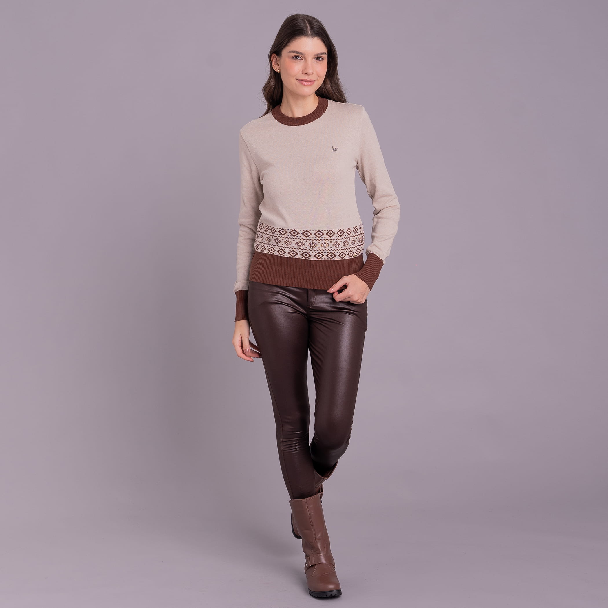 Suéter Feminino de Tricô Polar Fox Inti - Coleção Andes
